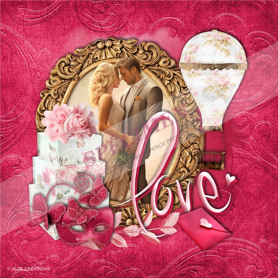 Love — Cadre doré