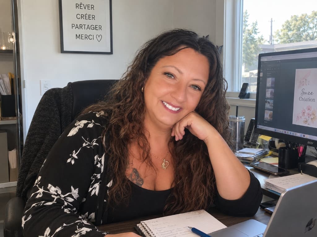 Suze — Fondatrice de Suze Créations dans son atelier